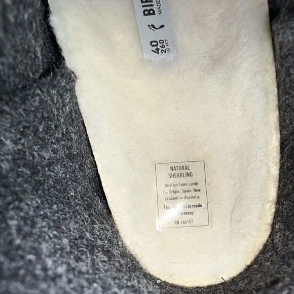Birkenstock Andermatt Wool Felt Slipper Booties Gray L9 M7 EU 40 Shearling Lined main image 4